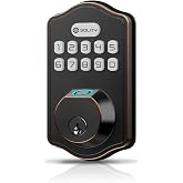 Solity Smart Digital Electronic Deadbolt Door Lock, Keyless Entry, Auto Lock, 50 Custom Codes &amp; Fingerprints, Easy Installation, Keypad for Front &amp; Back Door, AT10 (Oil Rubbed Bronze)