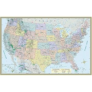U.S. Map Poster (32 X 50 Inches) – Laminated: A Quickstudy Reference
