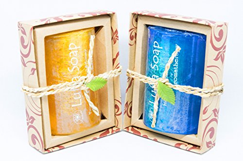 Saibua Handmade Soap Set LUFFA SOAP Aroma Turmeric Tamarind Menthol & Honey Scrub Herbal Natural 100G