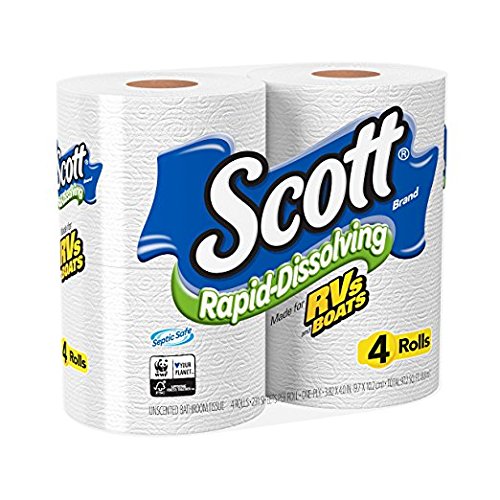 Scott RapidDissolving Toilet Paper, Bath Tissue for RV & Boats , 4ct