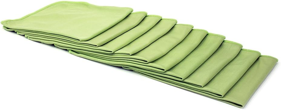 Bulk Pack [Smooth Glass] Microfiber Window, Mirror and Glass Towel (16"x16") - 10 Pack (Green)