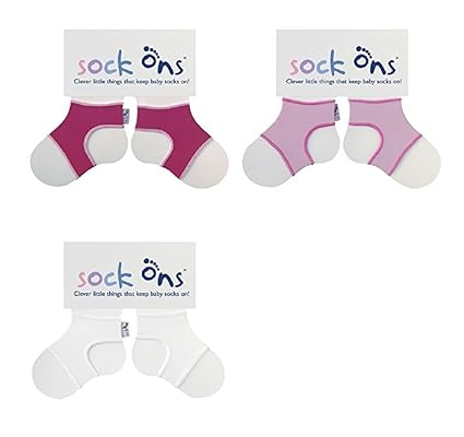 Sock Ons – 0–6 Monate – * * 3 Stück * * (1 x weiß, 1 x Fuchsia & 1 x Baby Pink) Drei Sock Ons Baby Socke Keepers: Amazing Val
