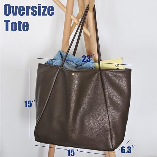 Oversize Pu Leather Tote Women Weekender Bag Shopper Handbag Travel Purse