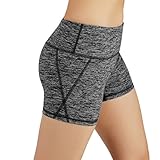 ODODOS by Power Flex Yoga Shorts for Women Tummy Control Workout Running Shorts Pants Yoga Shorts With Hidden Pocket , CharcoalHeather , Medium