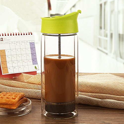 image for BunMo Double Wall Glass Personal French Press for BulletProof Coffee, 