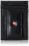 Alpine Swiss Genuine Leather Money Clip front pocket wallet with magnet clip and card ID Case, Black (Apparel)