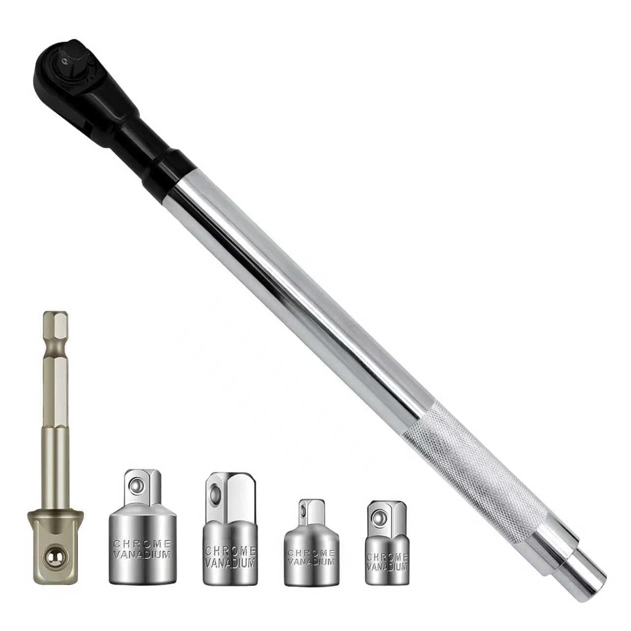 Photo 1 of JEUCLEL Offset Extension Wrench for Electric Drill, with 4 Socket Adapters and 1 1/2" Electric Drill Adapter, Impact Wrench Extender for Socket Sets, Slim Design for Tight Spaces
