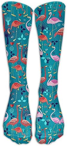 Flamingo Art Women's Compression Socks Classic Athletic Socks Crew Socks Unisex High Stockings