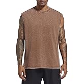 Wrenpies Mens Cotton Workout Gym Tank Top Sleeveless Cut Off Muscle Shirts Acid Wash Tshirts Running Beach Loose Fit Tees
