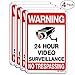 HISVISION Video Surveillance Sign 4-Pack, No Trespassing Metal Reflective Warning Sign, UV Protected & Waterproof, 10
