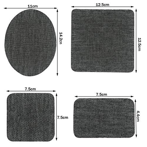 WOWOSS 30 Pcs Iron on Denim Patches Jean Fabric Repair Patches with 6 DIY Embroidered Patches, Iron on Repair Kit for Clothing, Jeans, Jacket