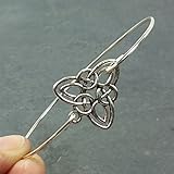 Celtic Knot Triquetra Trinity Knot Charm Bangle Bracelet TR3 - Sterling Silver Filled, 8
