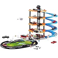 BISOZER Garage Play Set ,3D Toy Car Parking Garage DIY Model Assembly Construction Track Building Blocks Set Toy for Children Kids Boys Girls
