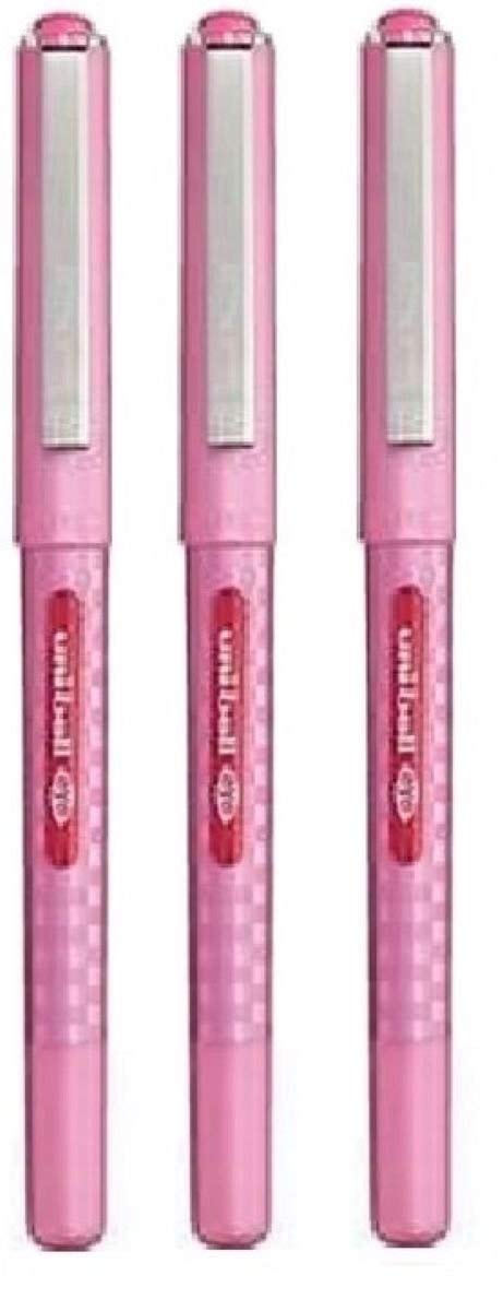 Uni Ball Eye Designer Pink Rollerball Pen Fine 0.7mm Nib Tip 0.5mm Line Width Designer Series Quick Drying Pigment Ink UB-157D (Pack Of 3)