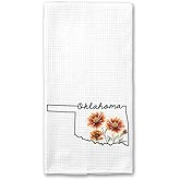 PainterDesign Oklahoma Kitchen Towel - Oklahoma Dish Towel - States Kitchen Towels - U.S. State Souvenir - Moving to Oklahoma Housewarming Gift - Oklahoma Flower Lover Gift - Oklahoma State Towel