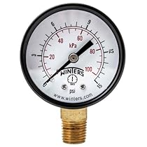 Winters PEM Series Steel Dual Scale Economy Pressure Gauge, 0-15 psi/kpa, 2