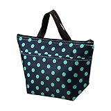 Printing Lunch Bags, Arricastle Oxford Cloth Aluminum Foil Insulated Zip Cooler Bag Portable Takeaway Aluminum Film Pack Cooler Bag Lunch Box Package (Small Green Dots)