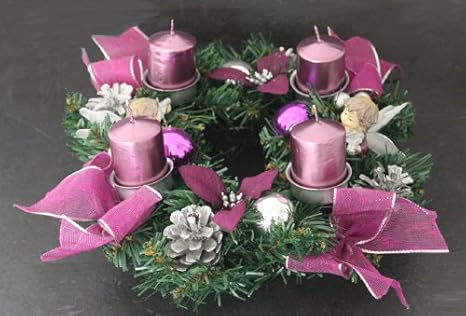 Weihnachtsdeko Adventskranz Lila Weihnachten Adventsdeko 30cm Geschmückt Neu