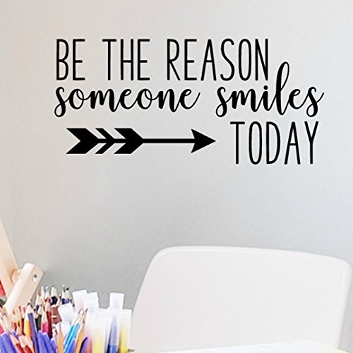 Be The Reason Someone Smiles Today Wall Decal, Classroom Vinyl Quotes, 24″x11.5″ Black, Teacher Decor
