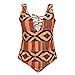 Malloom Women's Plus Size Geometric Printing One Piece Bikini Monokini Swimwear (XXXL)