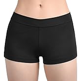 SUPRNOWA Boy Cut Low Rise Booty Shorts - Spandex Active Dance Yoga Workout Fitness Shorts for Women