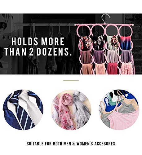 Scarf Hanger, Multiple Purpose Holder for Closet, Clutter Removing Hanger for Scarves, Shawl, Belts & Accessories (Blush Pink/Rose) - Thumbnail 6