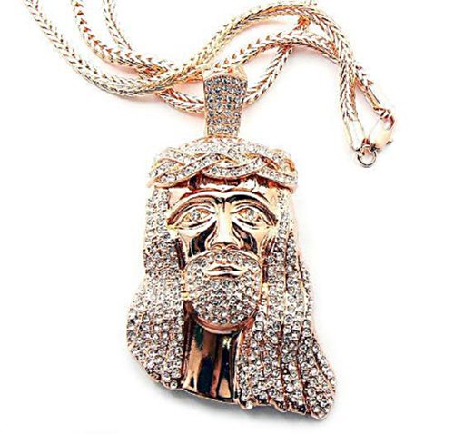 Rose-Goldtone-with-Clear-Iced-Out-Jesus-Piece-Pendant-with-a-36-Inch-Franco-Chain