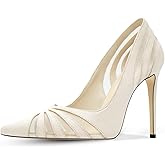 HOCHFART Women's Mesh Pumps Pointed Toe High Stiletto Heels Closed Toe Comfortable Dress Office Work Shoes for Women