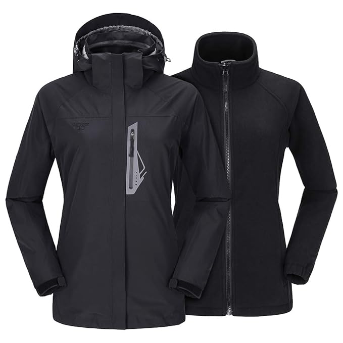 Outdoorgo Womens 3 In 1 Waterproof Ski Jacket With Windproof Fleece Liner Warm Winter Coat For Rain Snow Hiking