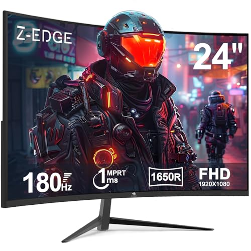Z-Edge 24 Zoll Curved Gaming Monitor 180Hz 1ms MPRT, 300cd/m² Helligkeit, 16:9 Full HD Curved Bildschirm, VA Panel, FreeSync, HDMI DP - Schwarz thumbnail 1