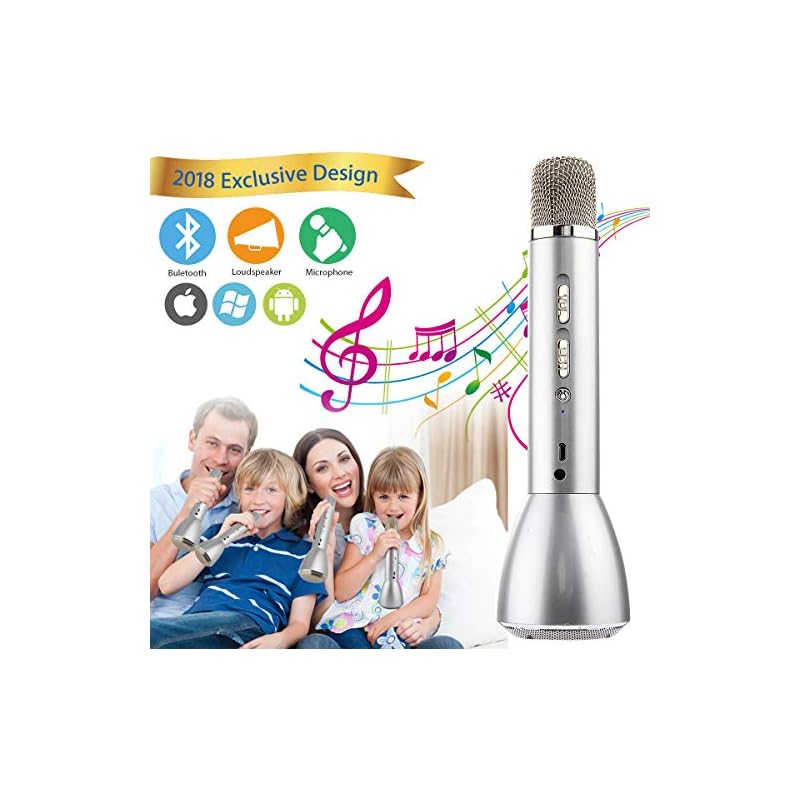 Wireless Karaoke Microphone, Portable Kids Microphone With Bluetooth Speaker Handle Karaoke Mic