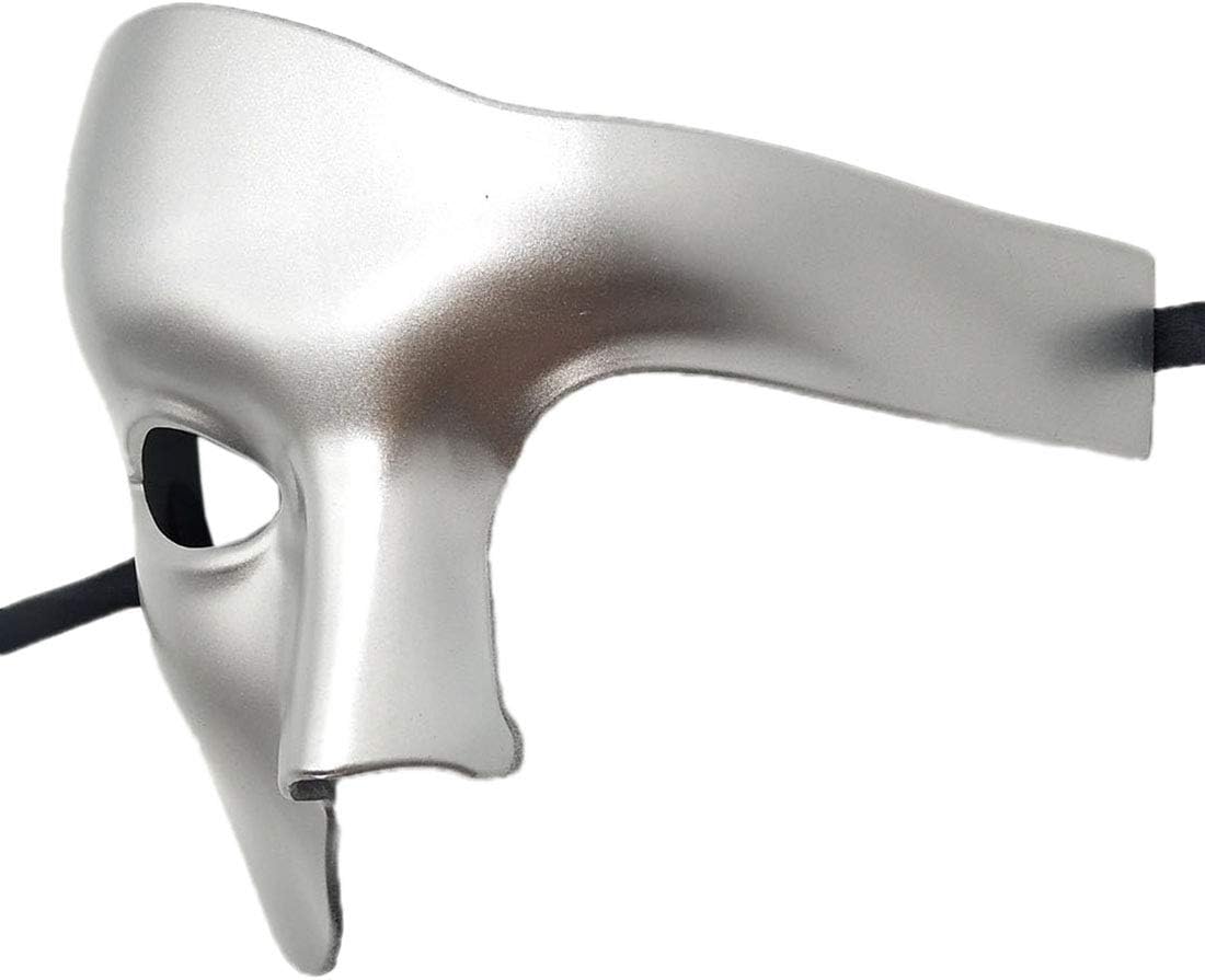 Coolwife Masquerade Mask Vintage Phantom Of The Opera One Eyed Half Face Costume (Silver) - Image 4