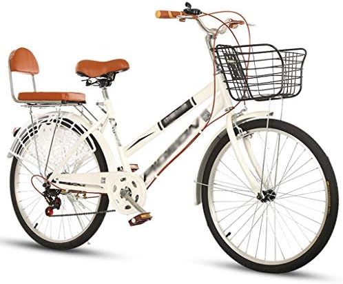 訳ありセール 格安 自転車大人の自転車22 24 26インチの男性と女性の通勤乗馬普通交通可変速自転車バスケットバックシート Color White Inches Backrest Size 22