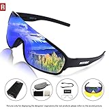 ROCKNIGHT REVO Sports Sunglasses for Men Women with 2 Interchangeable Lenses Cycling Running Driving Baseball Glasses UV Protection Black Frame