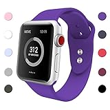 SIRUIBO Band for Apple Watch 42mm, Soft Silicone Sport Strap Replacement Bracelet Wristband for Apple Watch Series 3, Series 2, Series 1, Edition, Dark Purple M/L Size