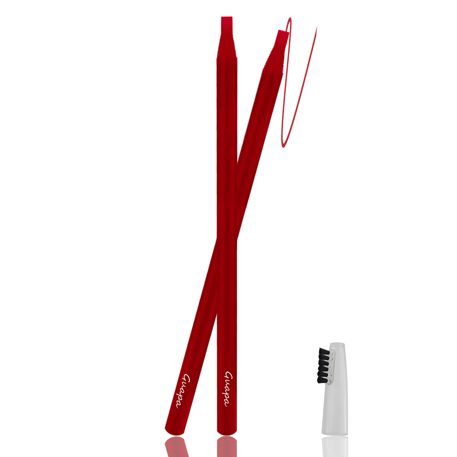 Photo 1 of 2pcs Permanent Makeup Red Pencil Eyebrow and Lip Mapping with Brush Hard Core Peel Off Lip Tattoo Design Pencil (2pcs)