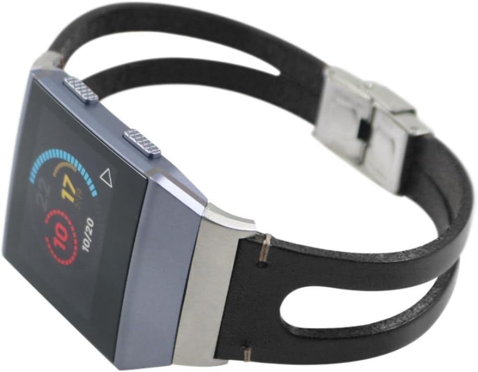 NEO+ Genuine Leather Band For Fitbit Ionic Activity Tracker, BLACK - Image 3