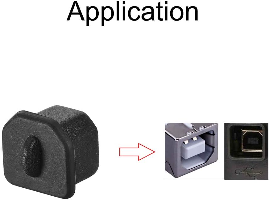 sourcing map 10pcs Silicone USB Cap Port Cover Anti Dust Protector 8mmx7.3mm for USB-B Black - Image 4