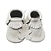 YIHAKIDS Baby Tassel Shoes Soft Leather Sole Infant Kids Crib Toddler First Walkers Moccasins White(Size 5,6-12 Months/4.9in)