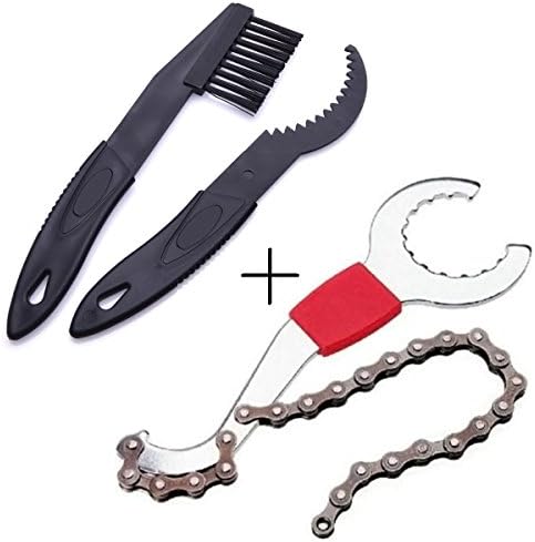 LONKER 3 in 1 Bike Repairing Tool+ 2Pcs Cycling Bicycle Chain Cleaner Wheel Flywheel Brush Crankset Kit Cleaner Scrubber Bike Tools Set