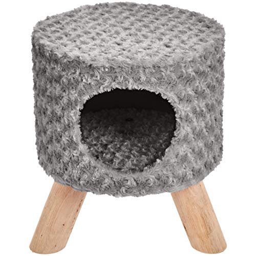 AmazonBasics Indoor Cat Bed Condo Ottoman – 15 x 17 Inches, Grey