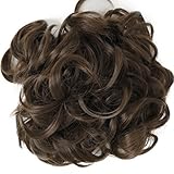 PRETTYSHOP XXXL Hairpiece Hair Wrap Scrunchie Scrunchy Updos, VOLUMINOUS, Curly Messy Bun, Brown # 9 HW9