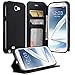 GW Compatible for Samsung Galaxy Note 2 Case, Magnetic Leather Flip Wallet Pouch for Galaxy Note 2, Slim Folio Case with Kickstand, 2 Credit Card Slot Wallet Pouch - Black