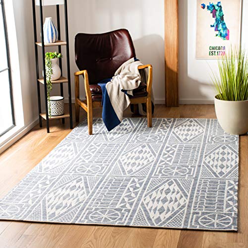 SAFAVIEH Marbella Collection Accent Rug - 3' x 5', Blue & Ivory, Handmade, Idea…