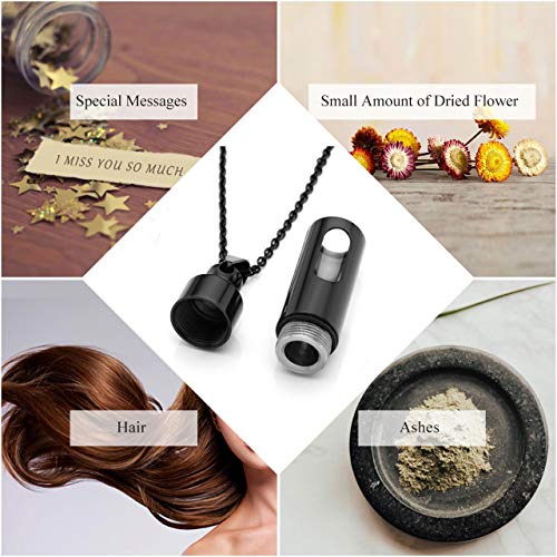 Personalized Master Free Engraving Custom Engraved Stainless Steel Openable Container Tube Urn Keepsake Cremation Memorial Pendant Necklace for Ashes+ Funnel Fill Kit+Gift Box