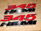 Yoaoo® 2x New Chrome OEM 345 HEMI 345HEMI Emblems Badges Alloy Decal 3d Logo for Dodge Challenger Chrysle 300c (Red)
