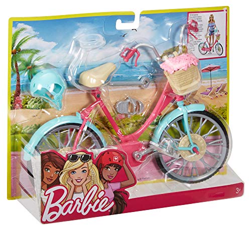 Barbie-Fahrrad, Fahrrad mit Blumenkorb, bewegliche Räder, rosa Fahrrad Puppe, Puppe, Geschenk für Kinder, Spielzeug ab 3 Jahre,DVX55 – Bild 8