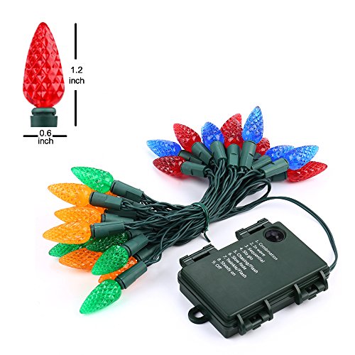 RECESKY C6 Christmas Lights with Timer 30 LED 12.8ft Battery Operated