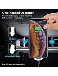 Cargador inalámbrico para automóvil con abrazadera sensible al tacto FLOVEME 10W Cargador inalámbrico rápido para automóvil Soporte para teléfono Qi Cargador inalámbrico para automóvil Compatible con iPhone Xs Max   XR   X   8 8 + Samsung S10   9 8 Nota 9
