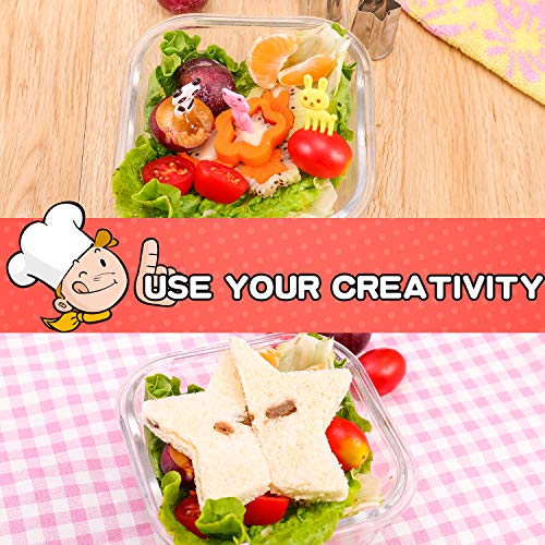 Sandwich Cutters Set for Kids Bento Lunch Box accessories - 8 Bread Crust Cutters + FREE 8 Stainless Steel Mini Vegetables Fruit Shapes Cookie Cutters + 5 FREE ANIMAL FOOD PICKS - Thumbnail 3